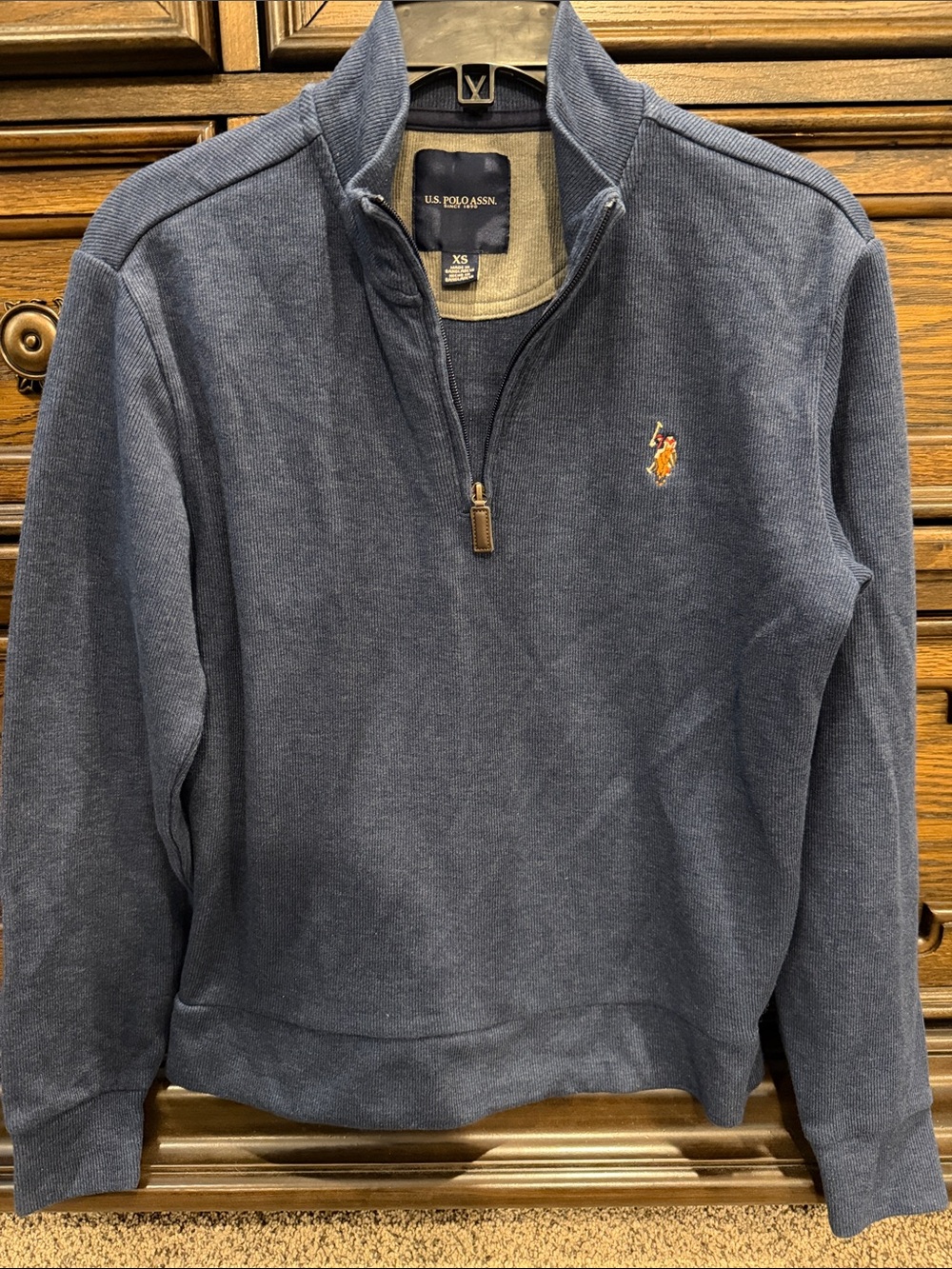 U.S. Polo Assn. Men or Women’s Quarter-Zip Sweater in Navy with Embroidered Pony